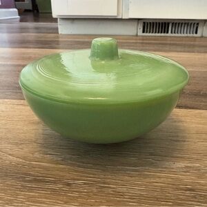 Vintage Green Jadeite Bowl with Lid 6" Unmarked Candy Dish